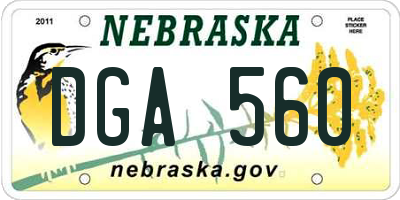 NE license plate DGA560