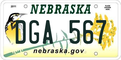 NE license plate DGA567