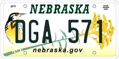 NE license plate DGA571