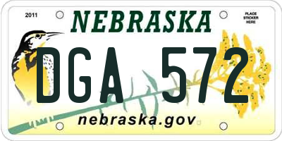 NE license plate DGA572
