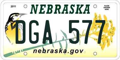 NE license plate DGA577