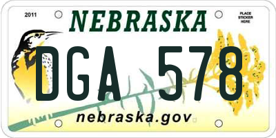 NE license plate DGA578