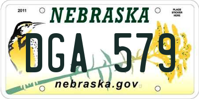 NE license plate DGA579