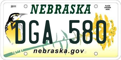NE license plate DGA580