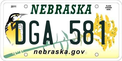 NE license plate DGA581