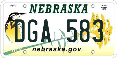 NE license plate DGA583