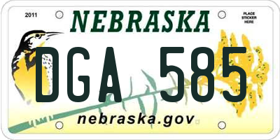 NE license plate DGA585