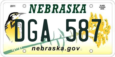 NE license plate DGA587