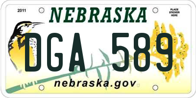 NE license plate DGA589