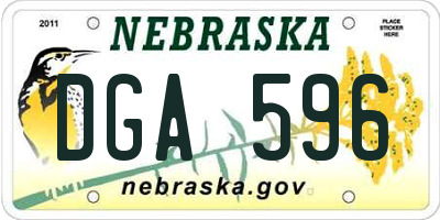 NE license plate DGA596