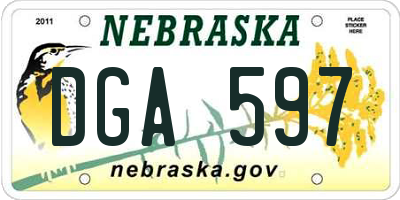 NE license plate DGA597