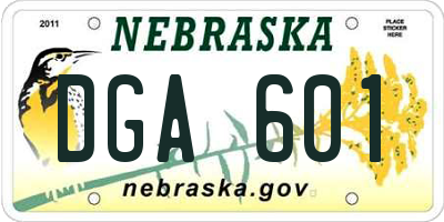 NE license plate DGA601