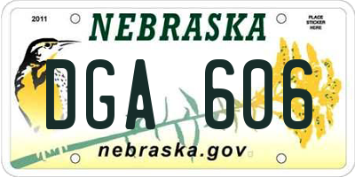 NE license plate DGA606