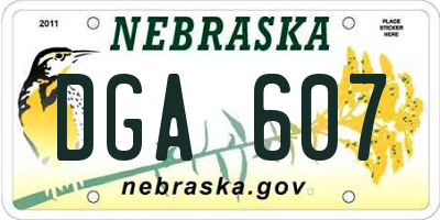 NE license plate DGA607