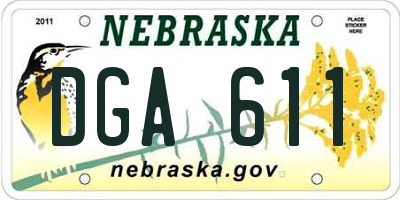 NE license plate DGA611