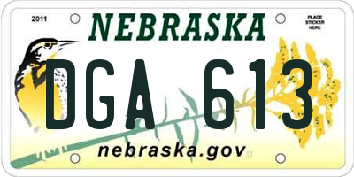 NE license plate DGA613