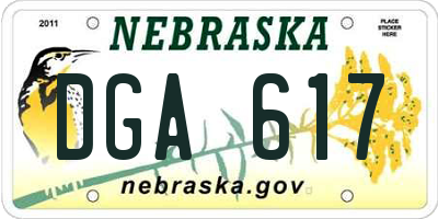 NE license plate DGA617