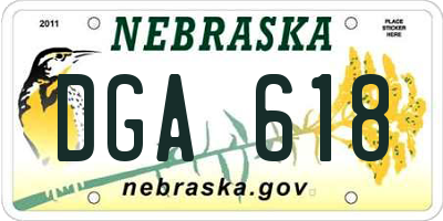 NE license plate DGA618