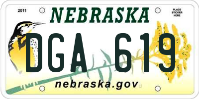 NE license plate DGA619