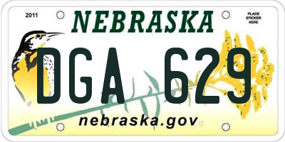 NE license plate DGA629