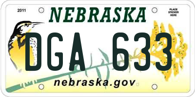 NE license plate DGA633