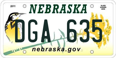 NE license plate DGA635