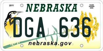 NE license plate DGA636