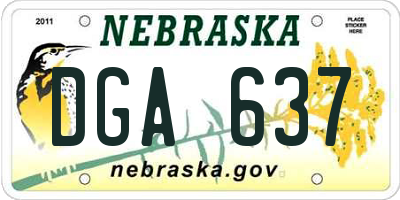 NE license plate DGA637