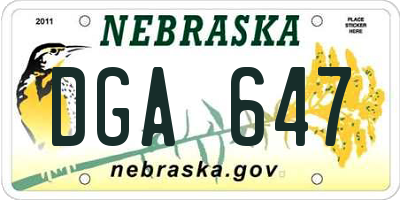NE license plate DGA647