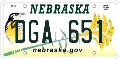 NE license plate DGA651
