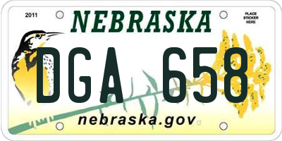 NE license plate DGA658