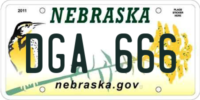 NE license plate DGA666
