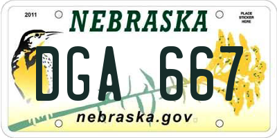 NE license plate DGA667