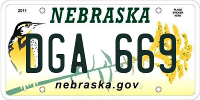 NE license plate DGA669