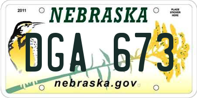 NE license plate DGA673