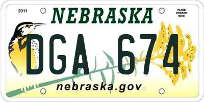 NE license plate DGA674