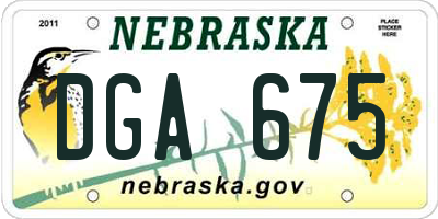 NE license plate DGA675