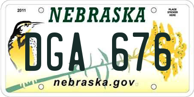 NE license plate DGA676