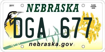 NE license plate DGA677