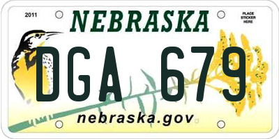 NE license plate DGA679