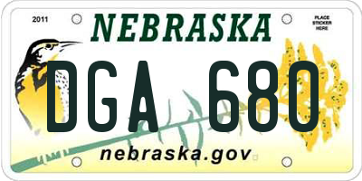 NE license plate DGA680