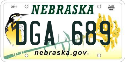 NE license plate DGA689
