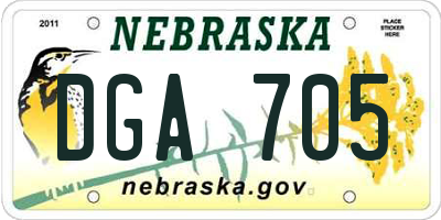 NE license plate DGA705