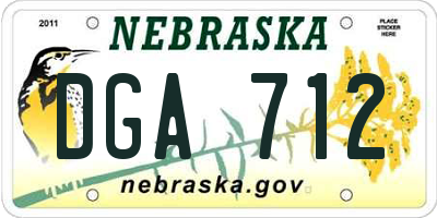 NE license plate DGA712