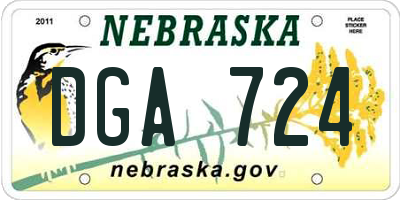 NE license plate DGA724