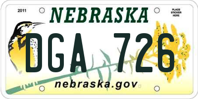 NE license plate DGA726