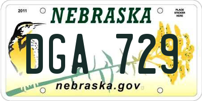 NE license plate DGA729