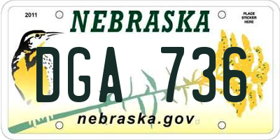 NE license plate DGA736