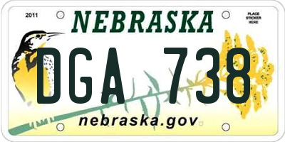 NE license plate DGA738