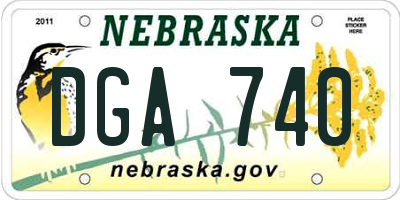 NE license plate DGA740